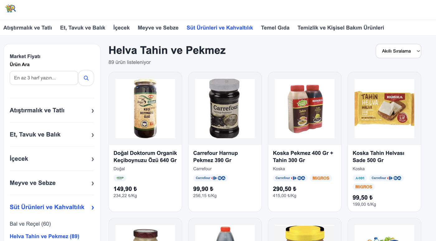 marketfiyatikarsilastir.com — Make grocery prices easier to compare